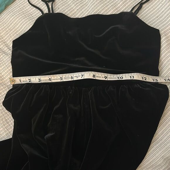 UO Velvet Straight-Neck Jumpsuit Elegant Black Velvet Jumpsuit size small - Picture 7 of 9